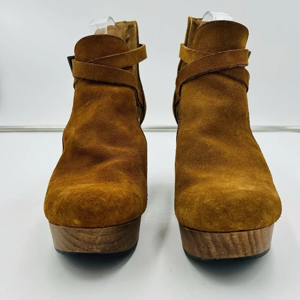 Free People Cedar Clog in Suede Brown Women’s Sz EUR 41 US 10.5-11 Wooden Heel